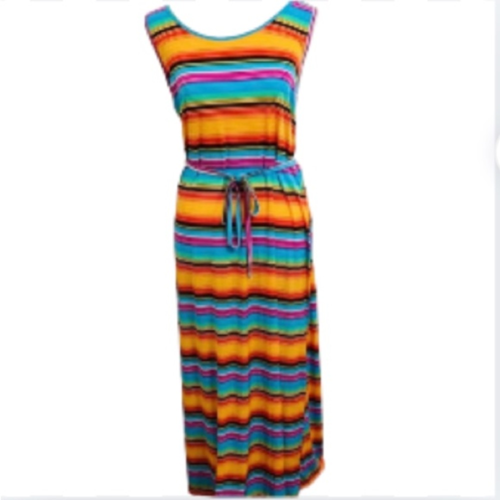 EUC Christina Love Multicolor Striped Razorback Dress Size XL
